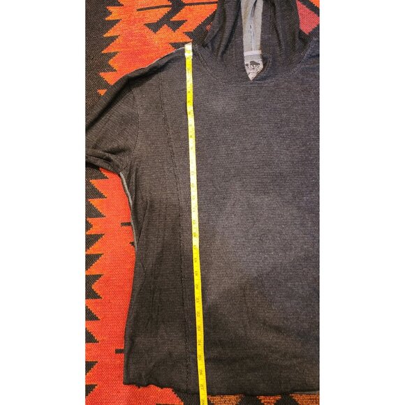 Men's Lightweight Hooded Long Sleeve Shirt XL Black Heathered Cotton/Polyester - Picture 10 of 14